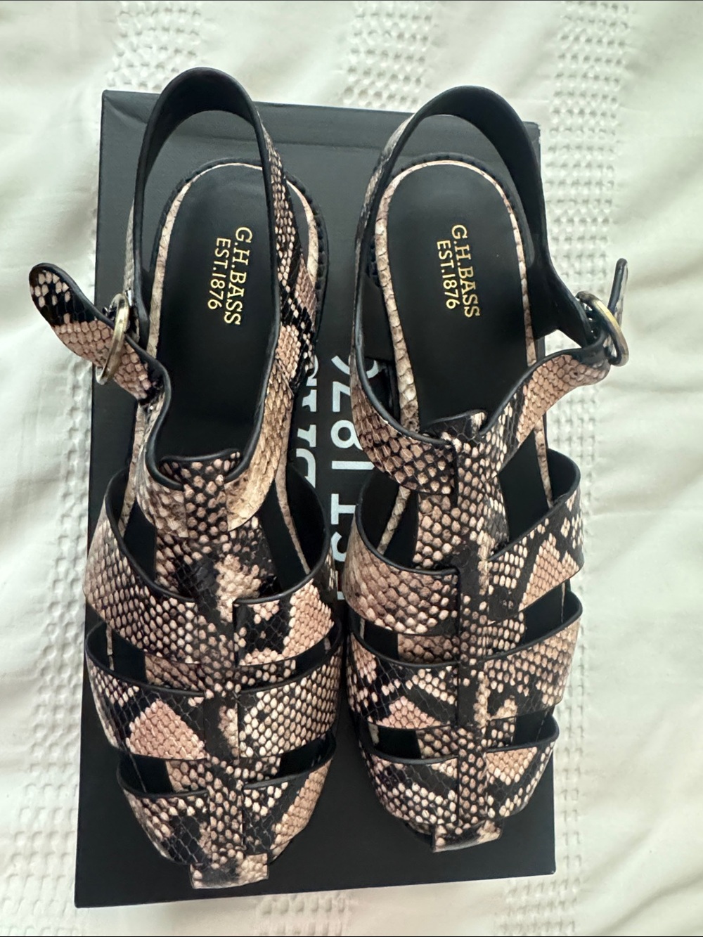 G.H. Bass Snake-Print Fisherman Sandals